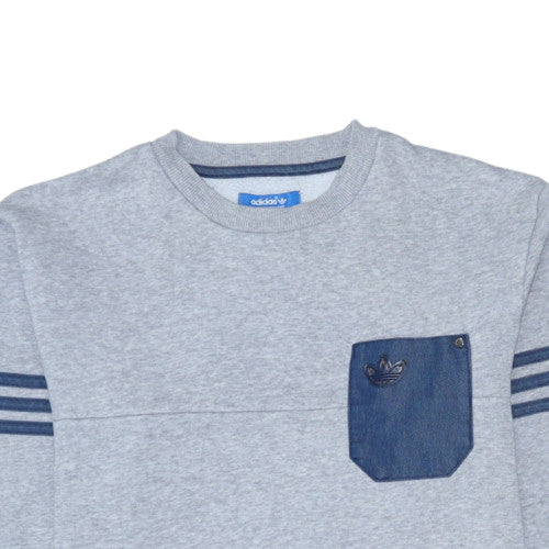 Adidas Men's Grey Pullover Sweatshirt Size S Crew Neck Fleece