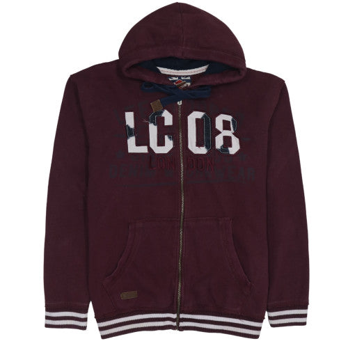 Lee Cooper Men's Brown Full Zip Hoodie Size 2XL Graphic Fleece