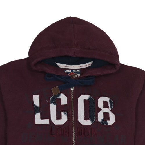 Lee Cooper Men's Brown Full Zip Hoodie Size 2XL Graphic Fleece