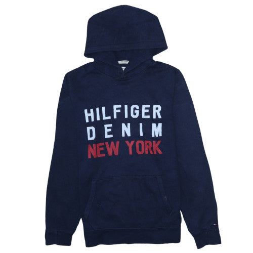 Hilfiger Denim Men's Blue Pullover Hoodie M Regular Fit Graphic Print