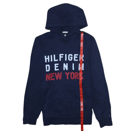 Hilfiger Denim Men's Blue Pullover Hoodie M Regular Fit Graphic Print