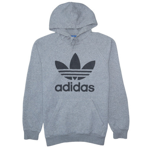 Adidas Men's Grey Pullover Hoodie M Regular Fit Sports Logo