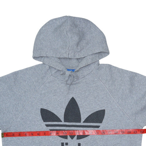 Adidas Men's Grey Pullover Hoodie M Regular Fit Sports Logo