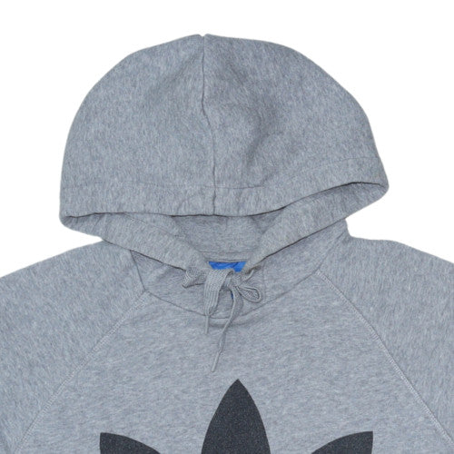 Adidas Men's Grey Pullover Hoodie M Regular Fit Sports Logo