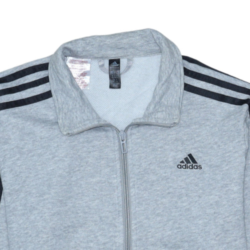 Adidas Boys Grey Full Zip Sweatshirt 13-14 Years Regular Fit Sports Jacket