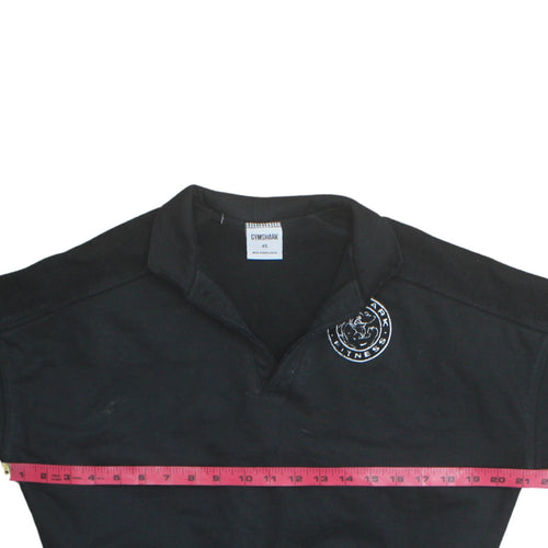 Gymshark Women's Black XS Henley Sweatshirt 100% Cotton Pullover