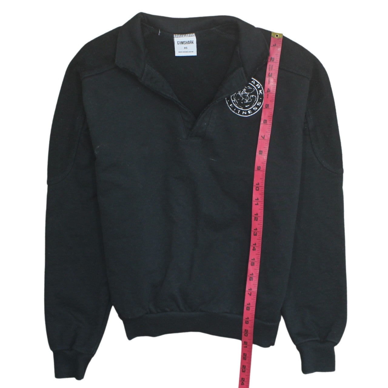 Gymshark Women's Black XS Henley Sweatshirt 100% Cotton Pullover