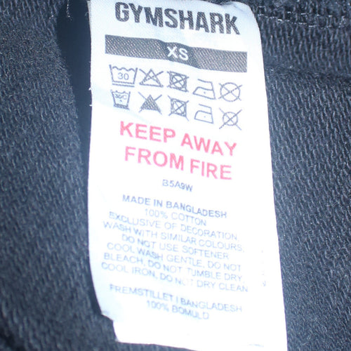 Gymshark Women's Black XS Henley Sweatshirt 100% Cotton Pullover