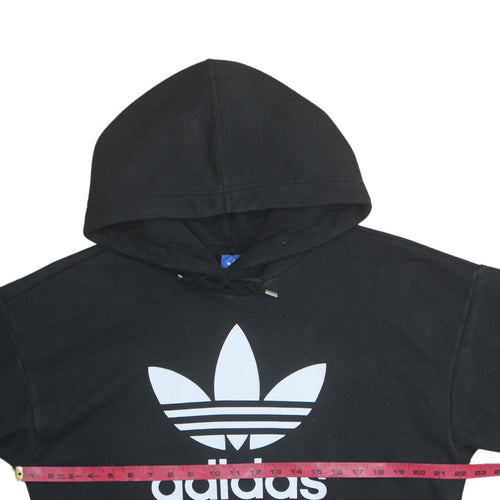 Adidas Womens Black Pullover Hoodie L Cotton Blend Trefoil Logo