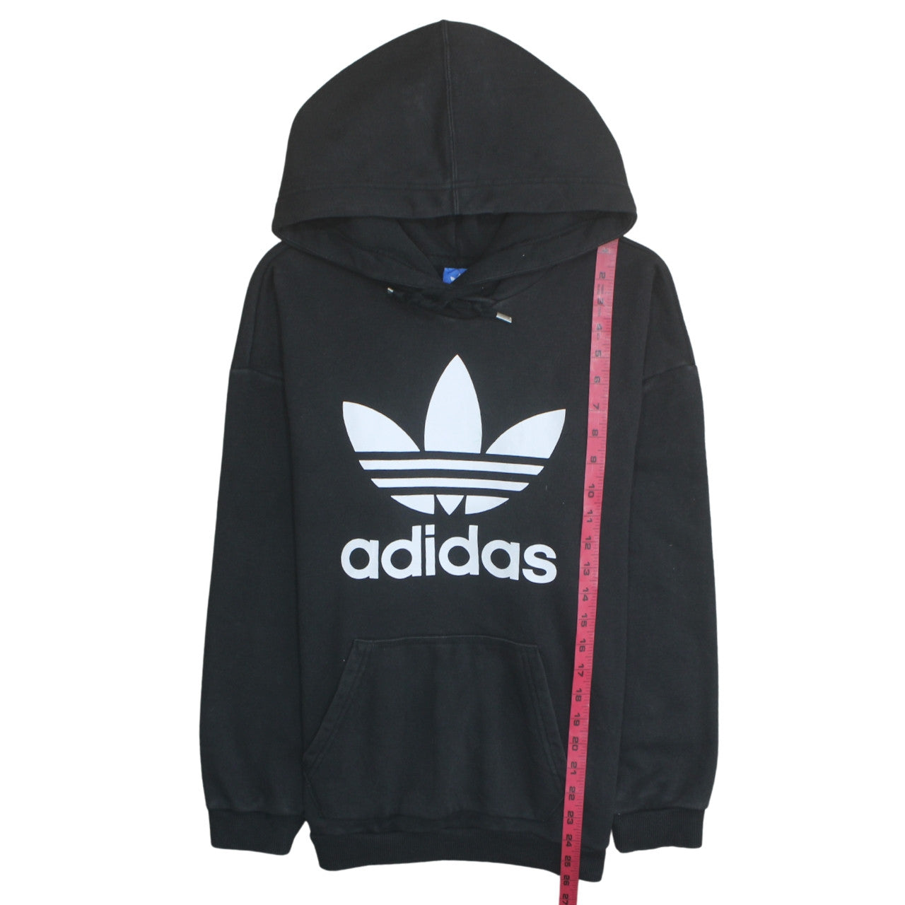 Adidas Womens Black Pullover Hoodie L Cotton Blend Trefoil Logo