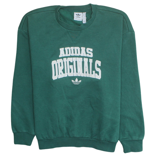 Adidas Originals Green Crew Neck Sweatshirt Women S Cotton Blend Casual