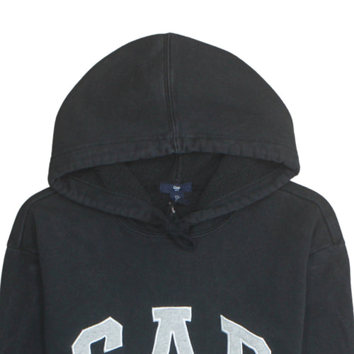 GAP Women Black Large Pullover Hoodie with Logo Design