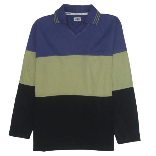 Levi's Men's Blue Green Black Colour Block Long Sleeve V-Neck Sweatshirt M