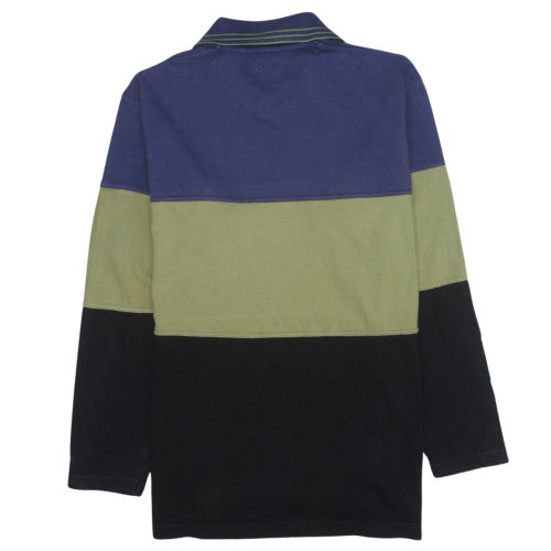 Levi's Men's Blue Green Black Colour Block Long Sleeve V-Neck Sweatshirt M