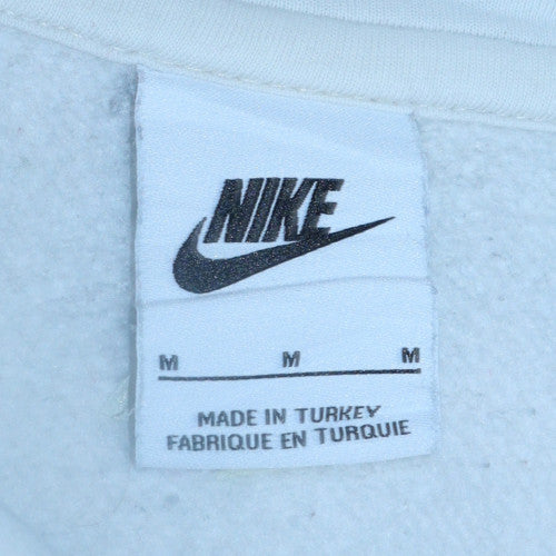 Nike Men's White Pullover Hoodie M Regular Fit Graphic Sportswear