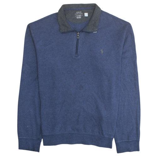 Ralph Lauren Men's Blue 1/4 Zip Collared Sweatshirt Size L