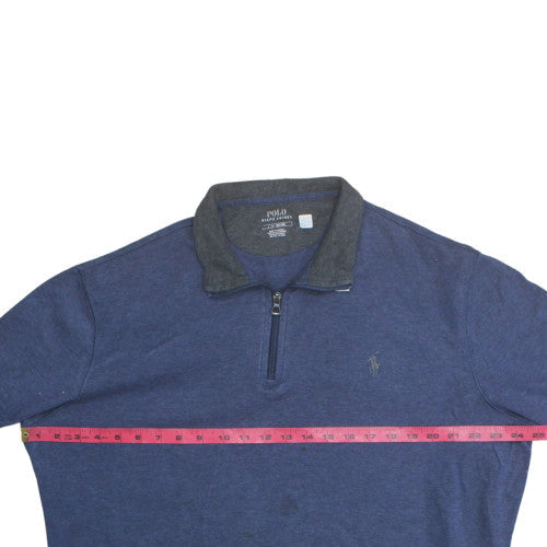 Ralph Lauren Men's Blue 1/4 Zip Collared Sweatshirt Size L