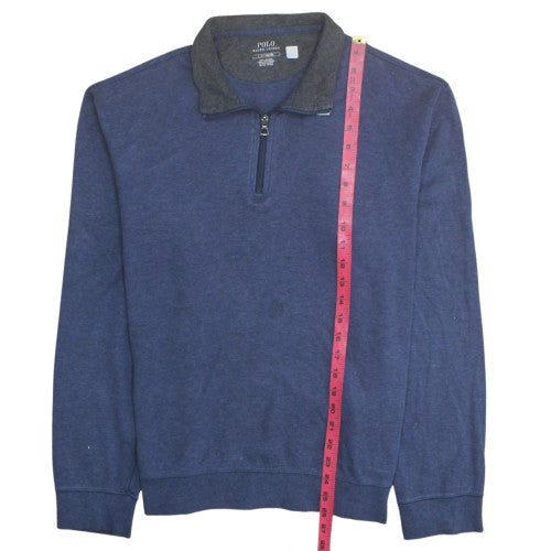 Ralph Lauren Men's Blue 1/4 Zip Collared Sweatshirt Size L