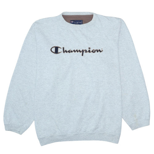 Champion Men’s Grey 2XL Pullover Sweatshirt Embroidered Logo Vintage