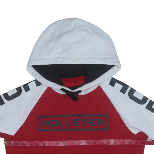 Hollister Men Red White Logo Pullover Hoodie XS Regular Fit