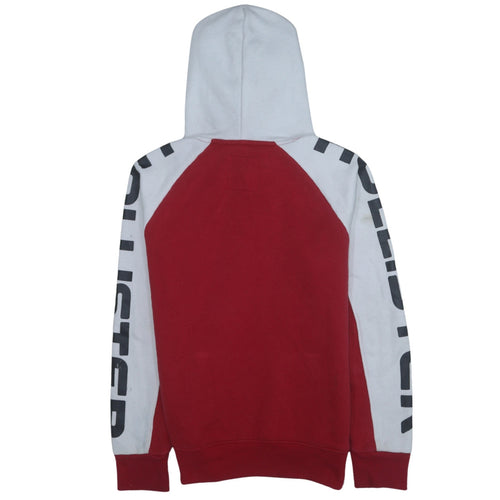 Hollister Men Red White Logo Pullover Hoodie XS Regular Fit