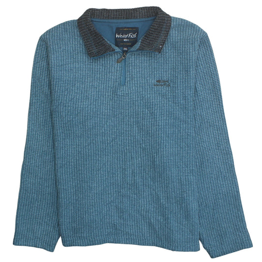 Weird Fish Men's Blue 2XL 1/4 Zip Collared Knit Sweatshirt
