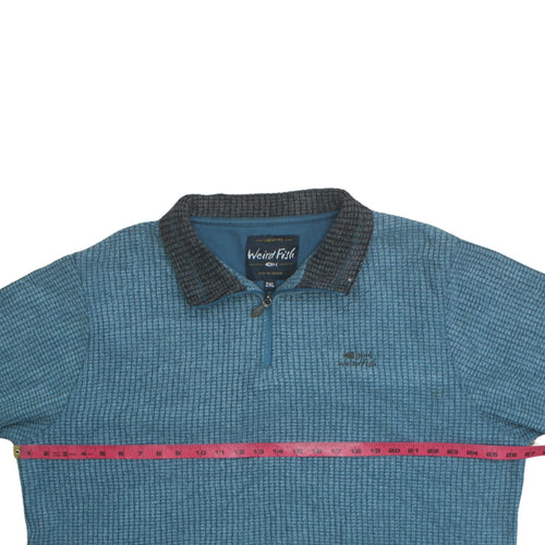 Weird Fish Men's Blue 2XL 1/4 Zip Collared Knit Sweatshirt