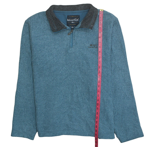 Weird Fish Men's Blue 2XL 1/4 Zip Collared Knit Sweatshirt