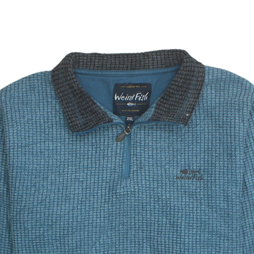 Weird Fish Men's Blue 2XL 1/4 Zip Collared Knit Sweatshirt