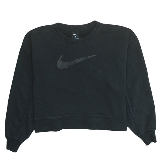Nike Women Black S Crew Neck Pullover Sweatshirt Cotton Blend
