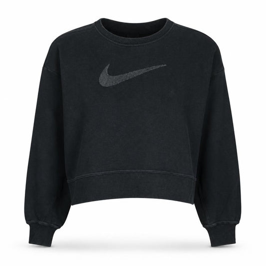 Front view of Nike Women Black S Crew Neck Pullover Sweatshirt Cotton Blend