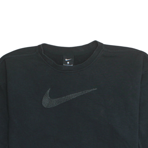 Nike Women Black S Crew Neck Pullover Sweatshirt Cotton Blend