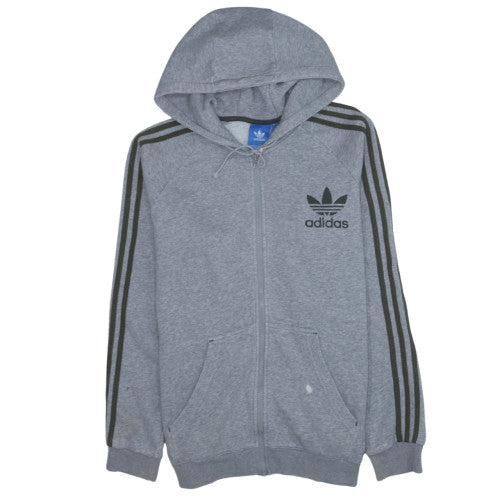 Adidas Mens Grey Full Zip Hoodie Size M Hooded Sweatshirt