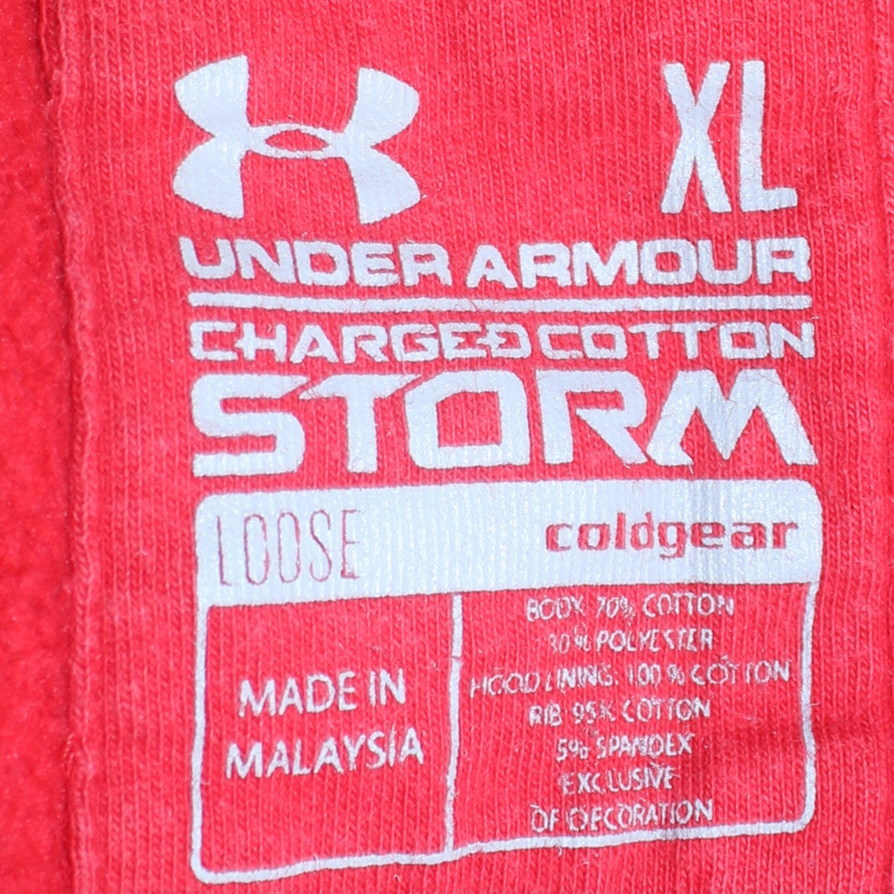 Under Armour Mens Red XL Pullover Hoodie Loose Fit ColdGear