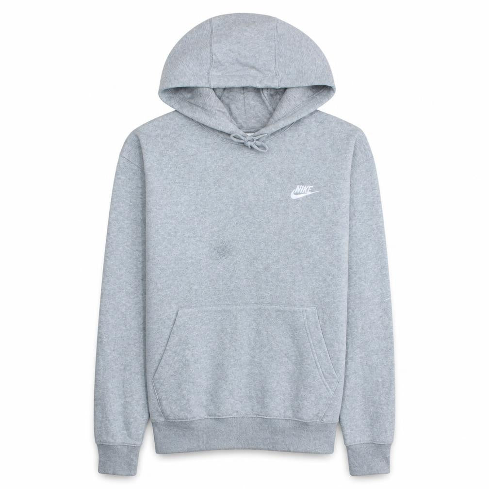 Front view of Nike Men’s Grey Pullover Hoodie M Regular Fit Fleece Sportswear