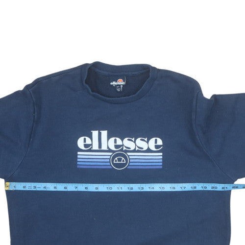 Ellesse Mens Blue Pullover Sweatshirt L Logo Crew Neck Retro Style
