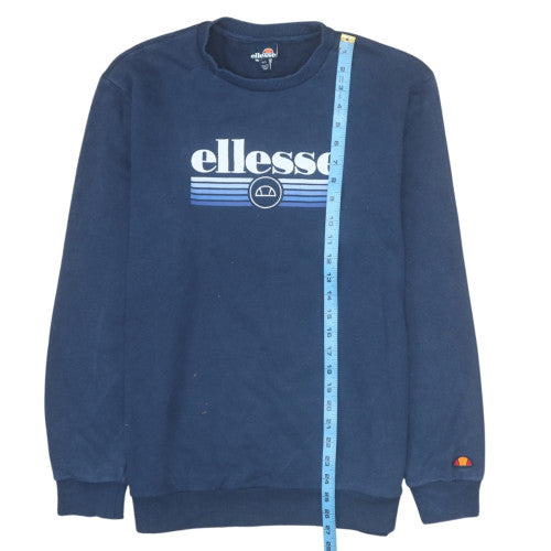Ellesse Mens Blue Pullover Sweatshirt L Logo Crew Neck Retro Style