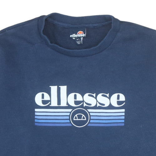 Ellesse Mens Blue Pullover Sweatshirt L Logo Crew Neck Retro Style