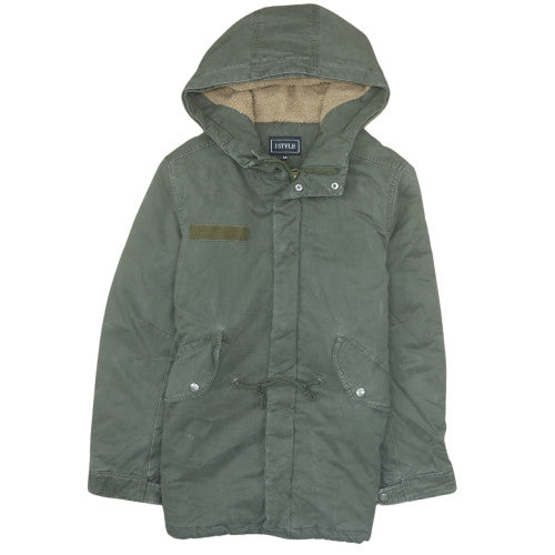 J.STYLE Men's Green Cotton Hooded Parka Coat M