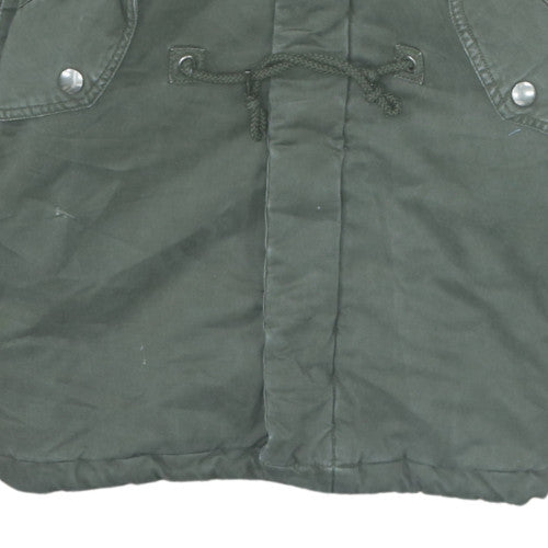 J.STYLE Men's Green Cotton Hooded Parka Coat M