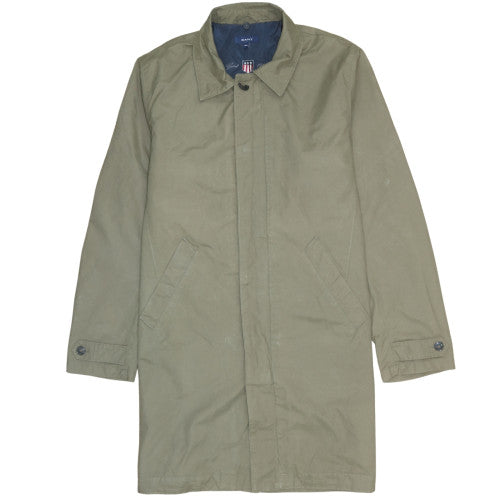 GANT Mens Green 2XL Cotton Mid-Length Overcoat Classic Style