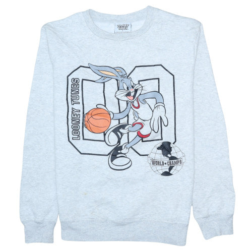 Looney Tunes Mens Grey Sweatshirt L Bugs Bunny Basketball Print