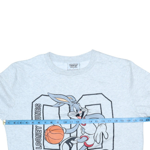 Looney Tunes Mens Grey Sweatshirt L Bugs Bunny Basketball Print