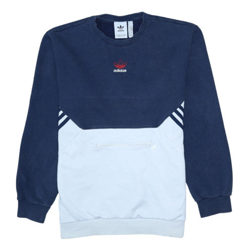 Adidas Men's Blue Pullover Sweatshirt M Logo Zip Sports Style