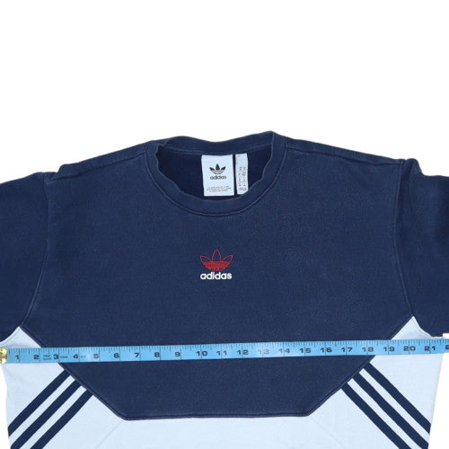 Adidas Men's Blue Pullover Sweatshirt M Logo Zip Sports Style