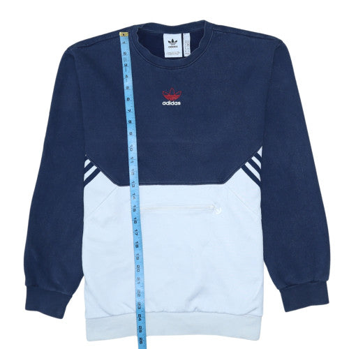 Adidas Men's Blue Pullover Sweatshirt M Logo Zip Sports Style