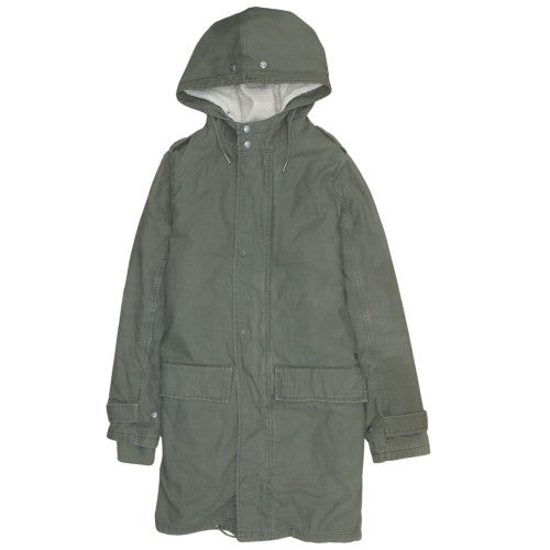 Parka London Mens Green XS Long Hooded Cotton Winter Parka Coat