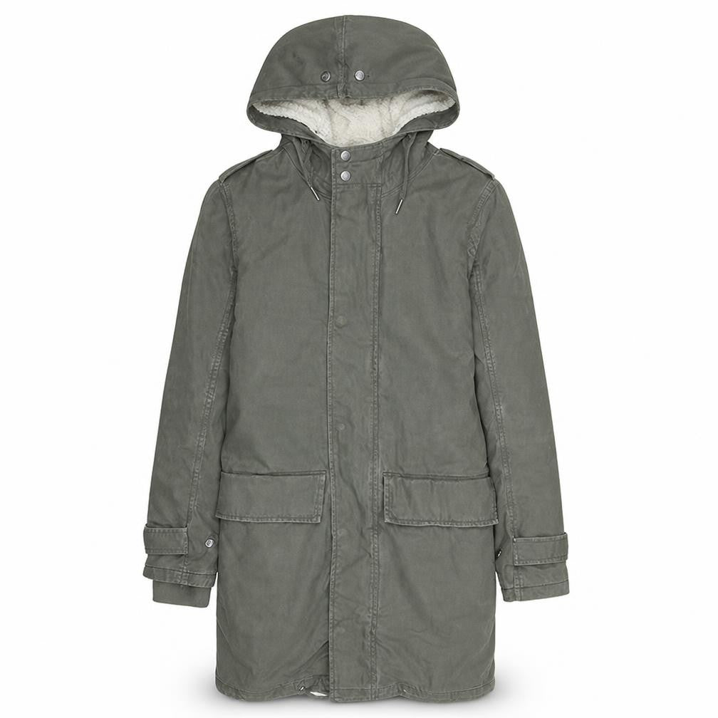Parka London Mens Green XS Long Hooded Cotton Winter Parka Coat