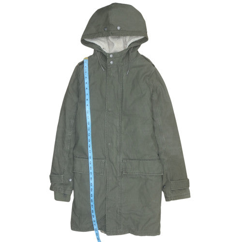 Parka London Mens Green XS Long Hooded Cotton Winter Parka Coat