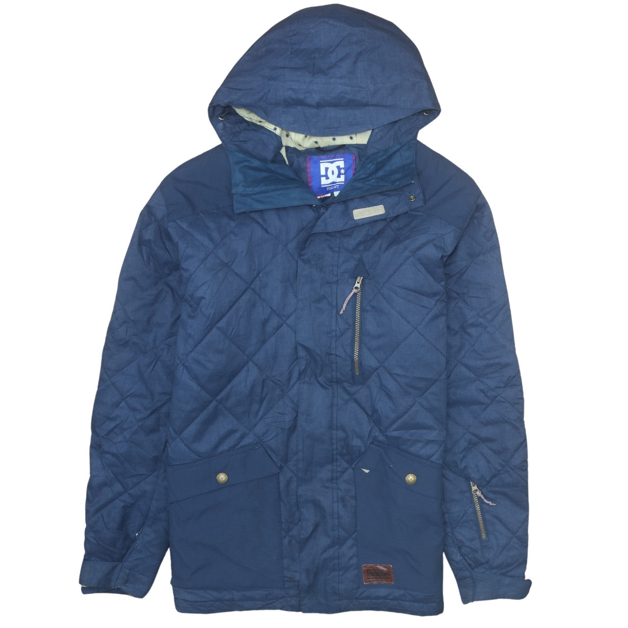 DC Men’s Blue Quilted Hooded Puffer Jacket Size L Winter Coat